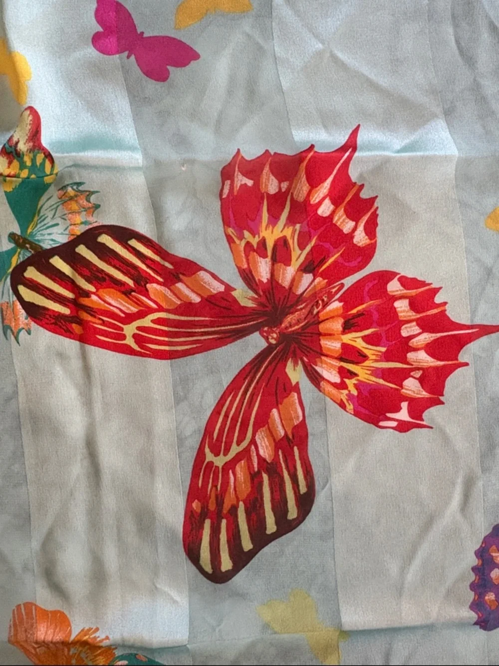 Vintage Chopard Chiffon Silk Scarf with Multi-Color Butterfly Motif